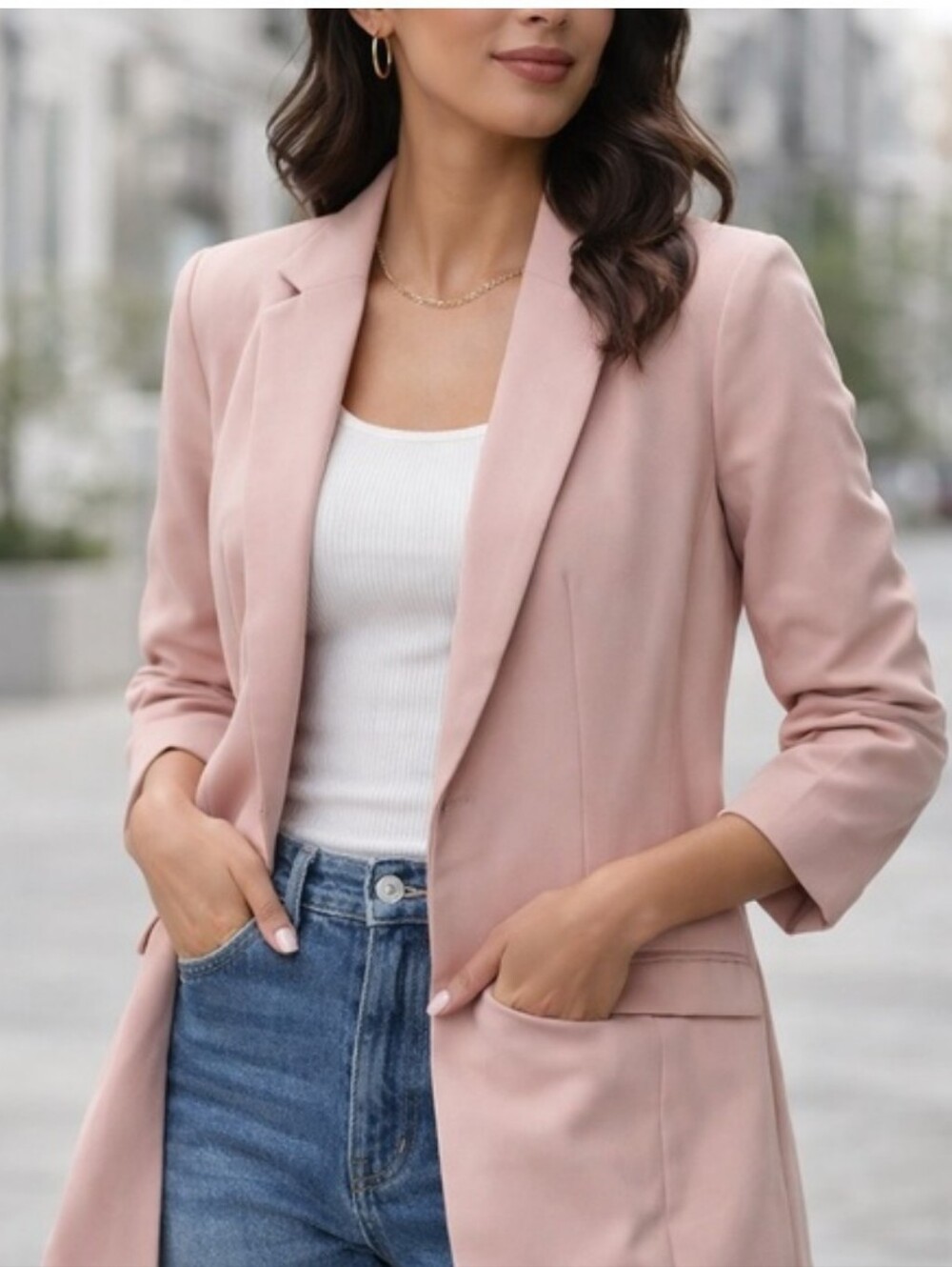 INC  Soft Blush Pink Open-Front Blazer SZ M NWTs
